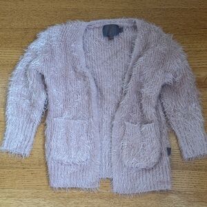 Kids Fuzzy Cardigan Sweater - Light Pink
